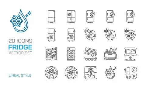 Fridge lineal icon set vector illustration Stock Illustration