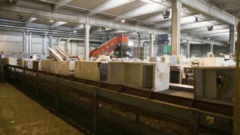 Fridge Recycling Machine Conveyor Stock-Footage 77742870