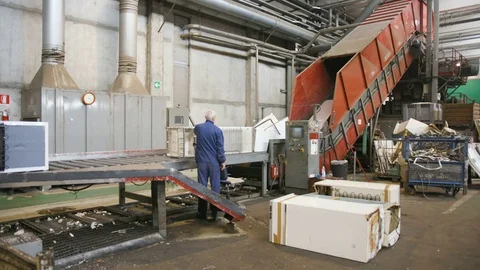 Fridge Recycling Machine Video stock 77703268