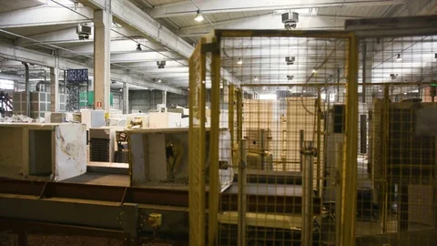 Fridge Recycling Machine Pan Video stock 77743137