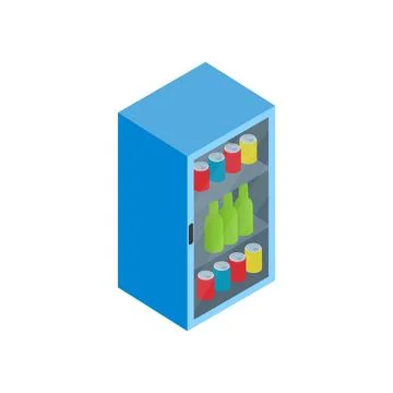 Fridge with refreshments drinks icon Stock Illustration