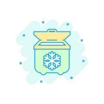 Fridge refrigerator icon in comic style. Freezer container vector cartoon ill Illustrazione stock