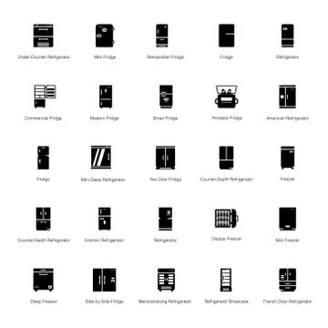 Fridge Solid Icons Pack Stockillustratie