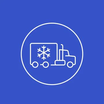 Fridge truck icon, linear vector Stock Illustration