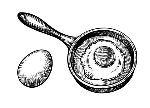 Fried and soft boiled eggs. Stock Illustration