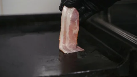 Fried bacon Stock Footage 129685177