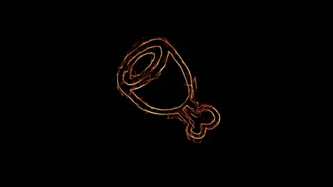 Fried bacon icon emerges from fire on black background. 库存影片 145247977