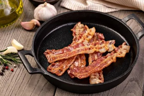 Fried bacon Stock Photos