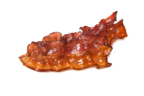 Fried bacon rashers isolated on white background Stock Photos