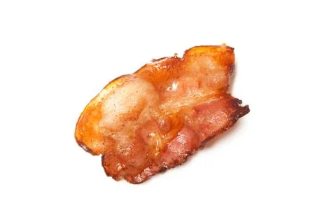 Fried bacon rashers isolated on white background Stock Photos