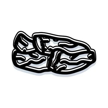 Fried bacon strips forming abstract wavy lines Stock Illustration