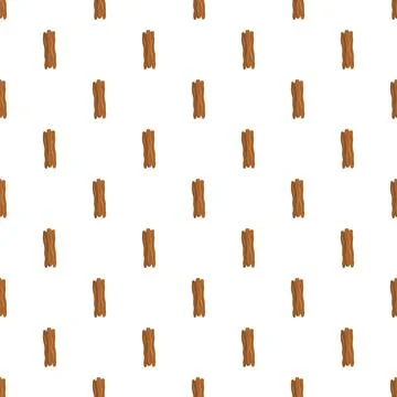 Fried bacon strips seamless pattern on white background Stock Illustration