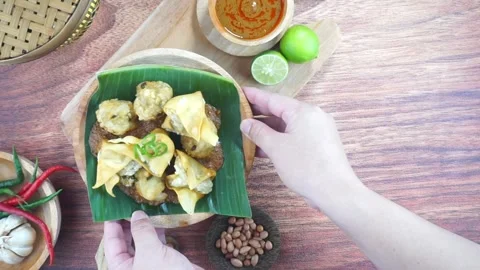 Fried bakso and tofu or Batagor is a traditional food from Indonesia made o.. Stock Footage 245289474