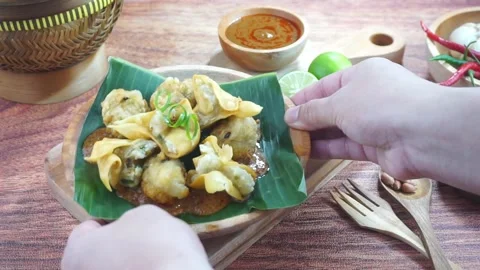 Fried bakso and tofu or Batagor is a traditional food from Indonesia made o.. Stock Footage 245289770