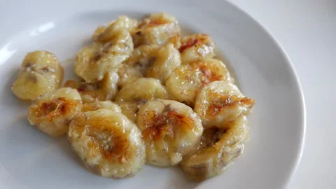 Fried bananas, closeup Video stock 152091861