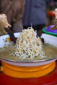 Fried bean sprouts typical of Bogor in street food Stock Photos