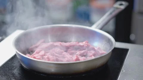 Fried beef meat. Stock Footage 154453120