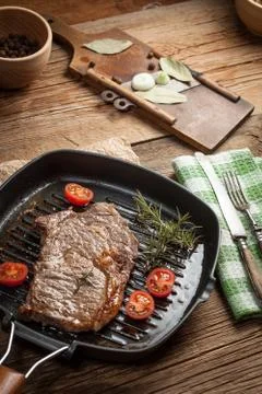 Fried beef steak. Stock Photos