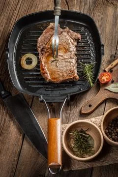 Fried beef steak. Stock Photos