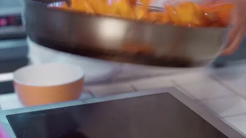 Fried bell pepper. Stock Footage 154456403