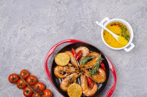 Fried big shrimp Stock Photos