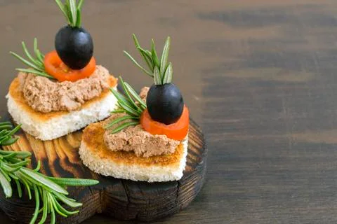 Fried bread with meat pate in the shape of a heart. Stock Photos