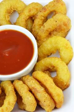 Fried breaded calamari Stock Photos