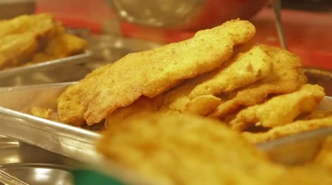 Fried Breaded Chicken Fillets Stock Footage 42710868