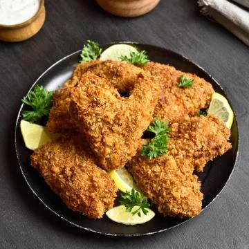 Fried breaded chicken wings Stock Photos