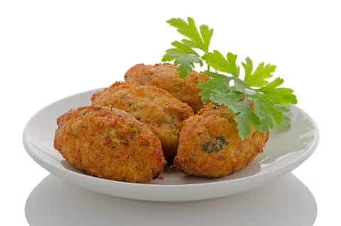 Fried breaded cod fish Stock Photos