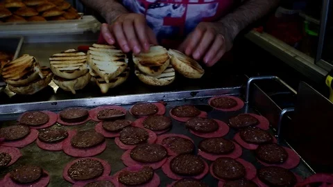 Fried breads prepared for the sandwiches Stock Footage 106708232