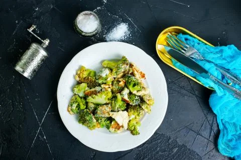 Fried broccoli Stock Photos