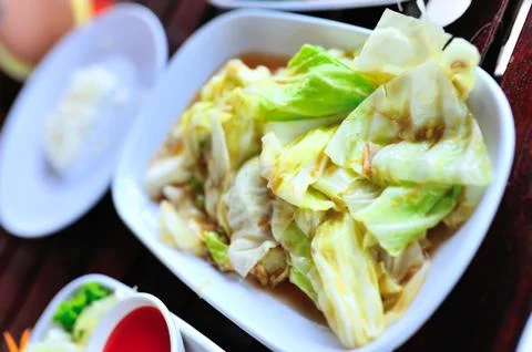 Fried Cabbage in soft light Stock Photos