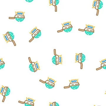 Fried cabbage vector seamless pattern Stock Illustration