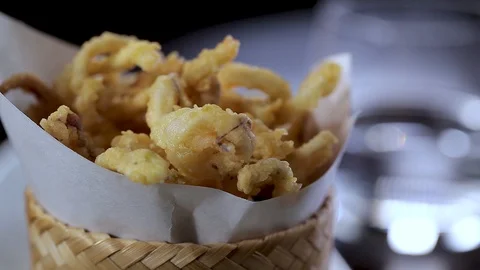 Fried Calamari Stock Footage 90942918