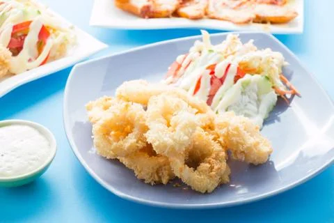 Fried calamari, Fried Squid Stock Photos