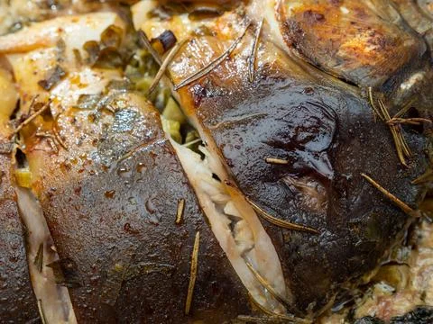 Fried carp with spices. Freshly fried fish. Stock Photos