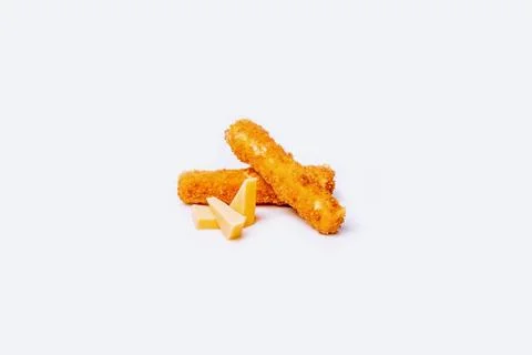 Fried Cheese nuggets on white background. Fried mozzarella cheese sticks on Stock Photos