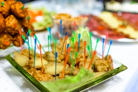 Fried cheese with toothpick Stock Photos
