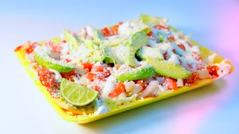 Fried Chicharron (Pork Rind) Smashed With Ingredients Video stock 151102018