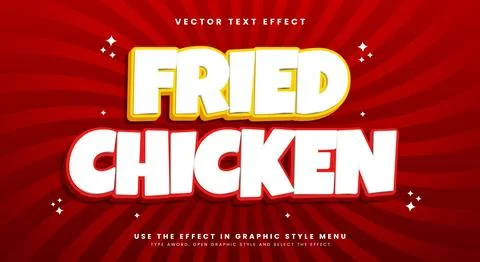 Fried Chicken 3d editable text effect style Illustrazione stock