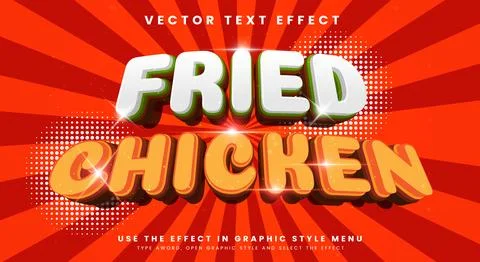Fried chicken 3d vector text effect editable font and text style Stock Illustration