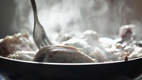 A fried chicken and cooking Stock Footage 72849093