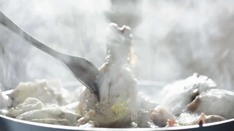 A fried chicken and cooking Stock Footage 72849583