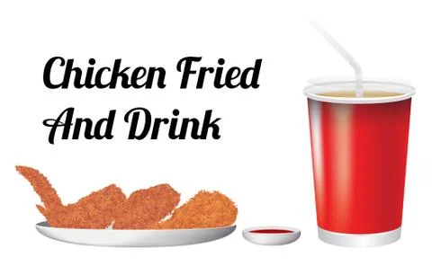 Fried Chicken and Drink Illustrazione stock