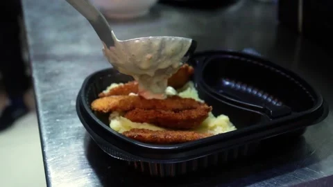 Fried Chicken and Mashed Potatoes Stock Footage 318303826