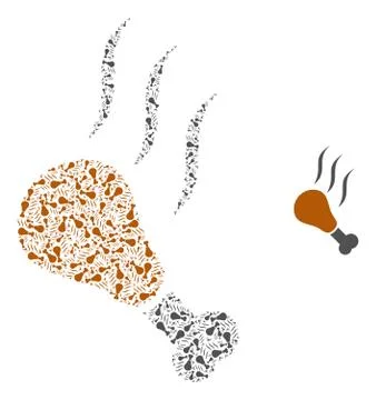 Fried Chicken Aroma Recursion Collage of Self Icons Stock Illustration