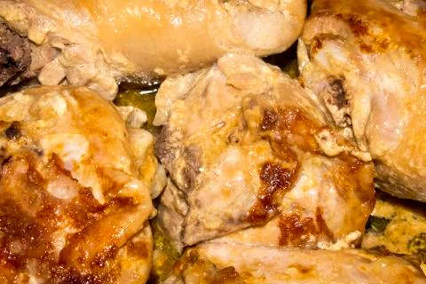 Fried chicken background. Stock Photos
