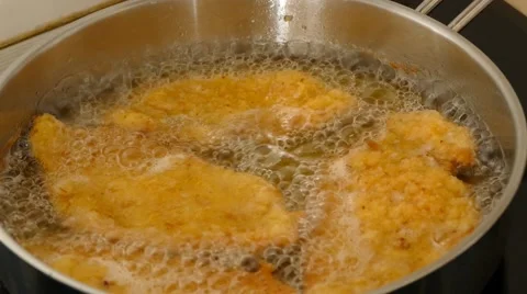 Fried Chicken Breast Flipping Sides Stock Footage 48433364