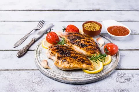 Fried chicken breasts Stock Photos